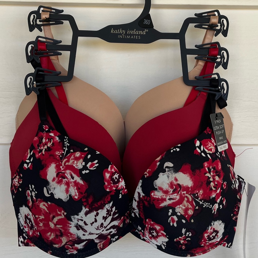 NWT Three 36D Kathy Ireland Intimates Lightly Padded Underwire Bras